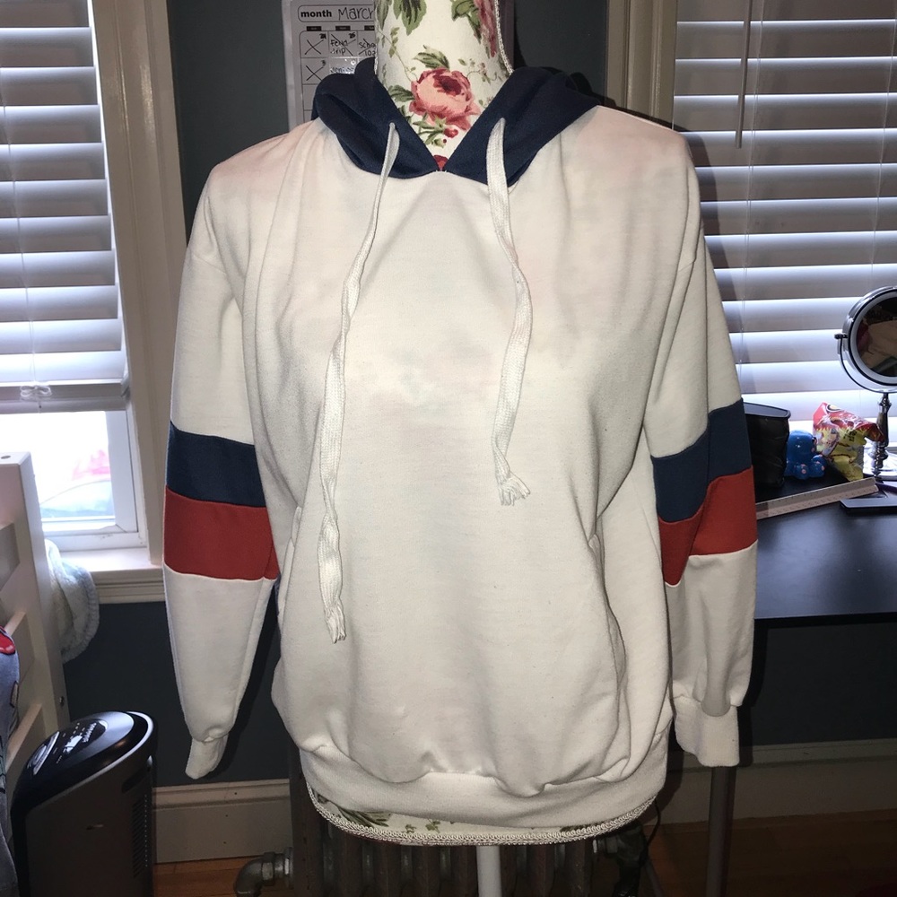 Red white and blue sweatshirt